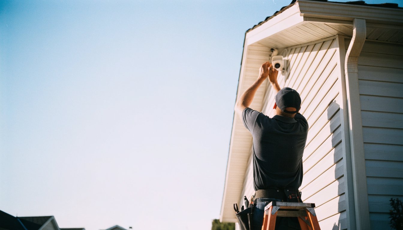 A Safe Home Security installer fitting equipment at a customer's home