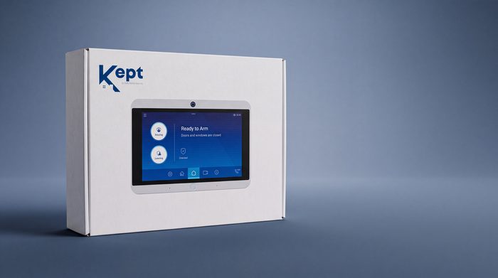 The Kept system box, the touchscreen panel printed on its face.