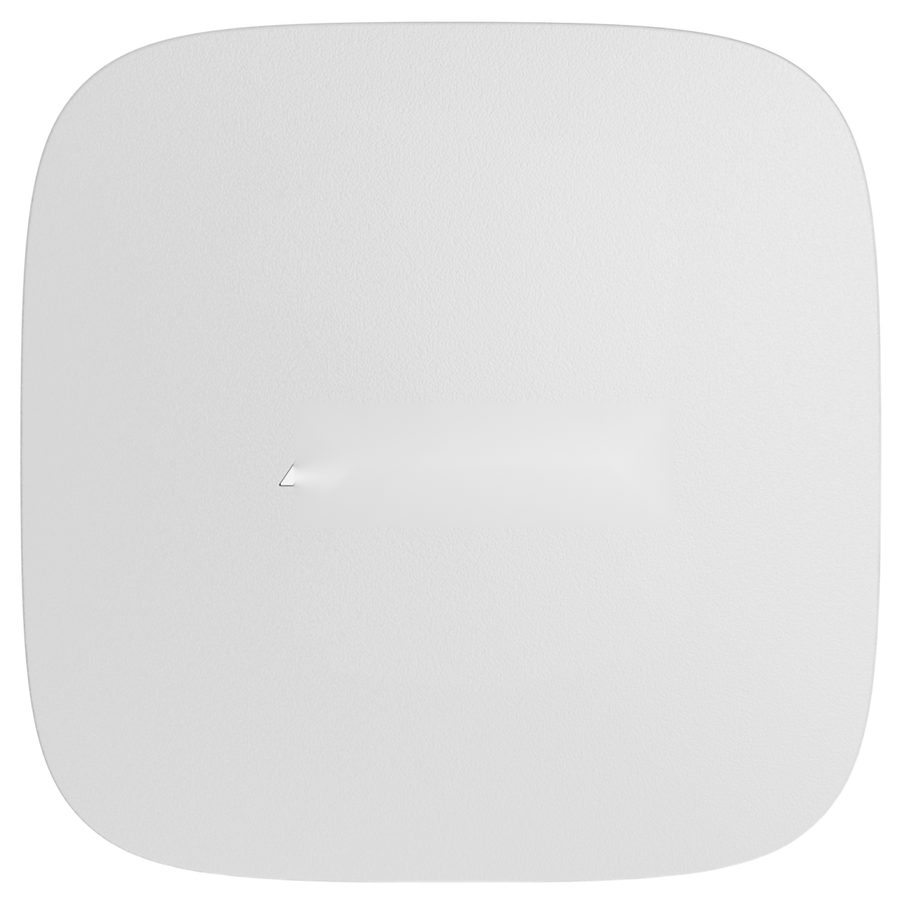 Plain white square air quality detector with a small vent slot at its centre