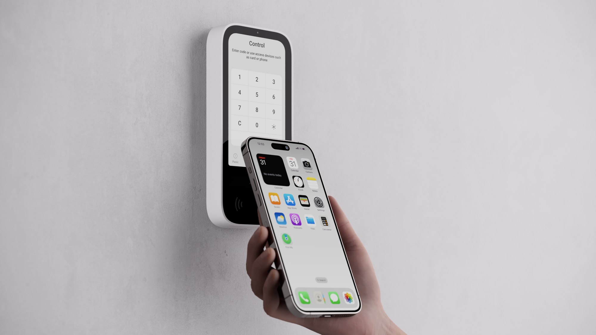 Tapping a phone to the panel to arm or disarm